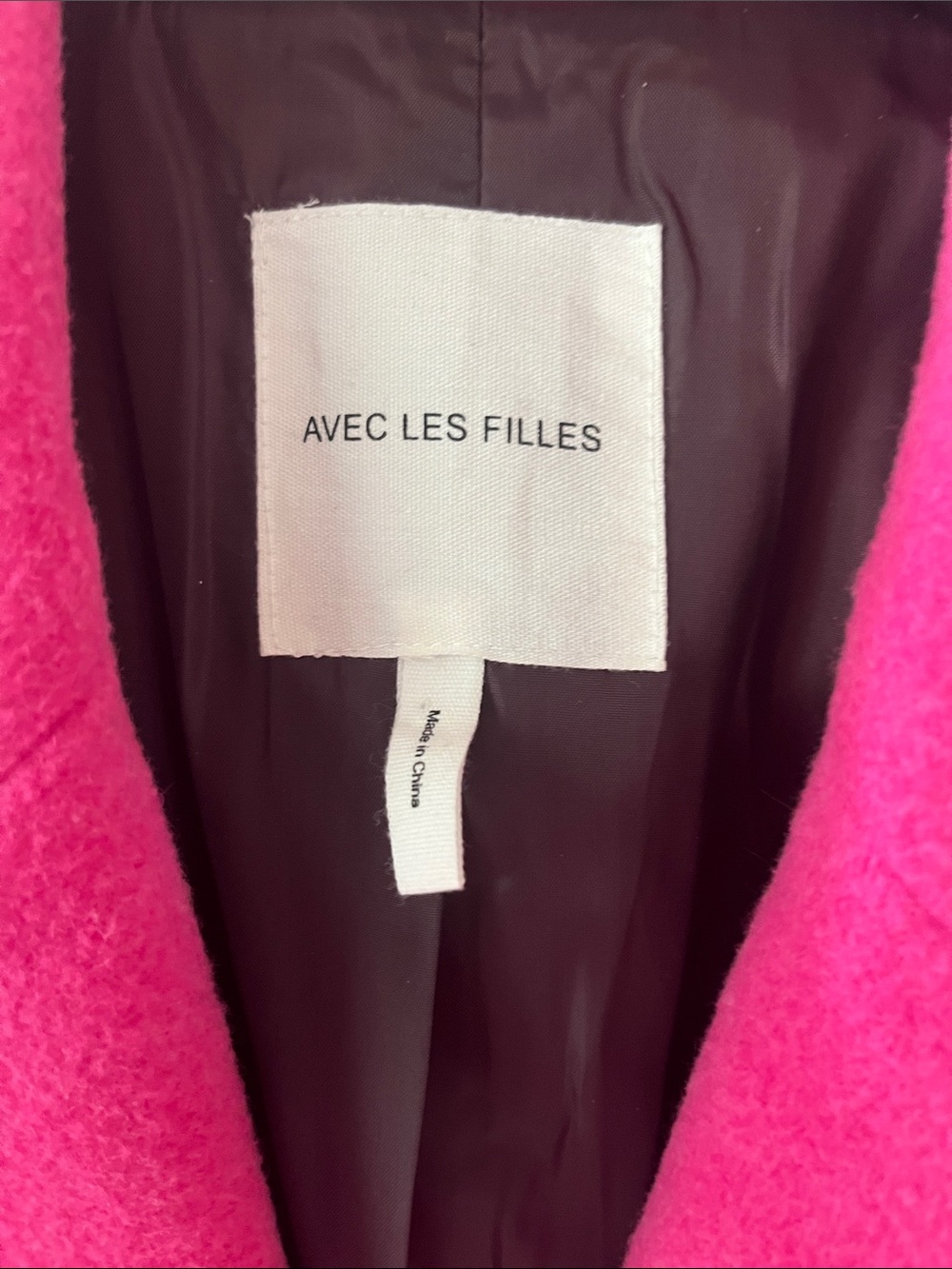 Avec Les Filles Bright Pink Wool-Blend Single-Breasted Trench Coat - Picture 2 of 5